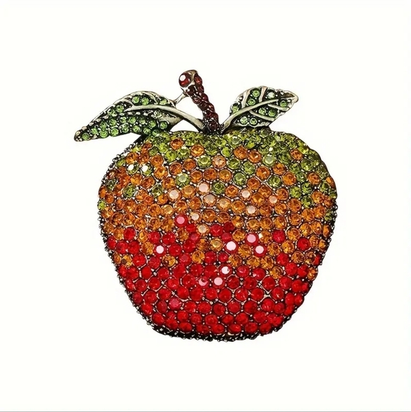 unbranded Jewelry - Colorful Rhinestone Apple Brooch (New)